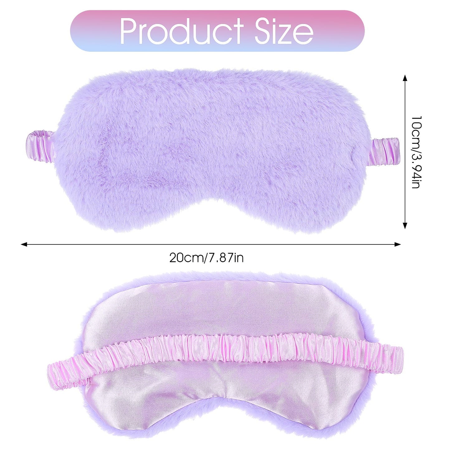 2 Pcs Plush Eye Mask Soft Sleeping Blindfold Eye Cover Comfortable Furry Faux Fur Sleeping Mask Satin Nap Night Eyeshade Cover for Women Men Gift (Rose, Violet)