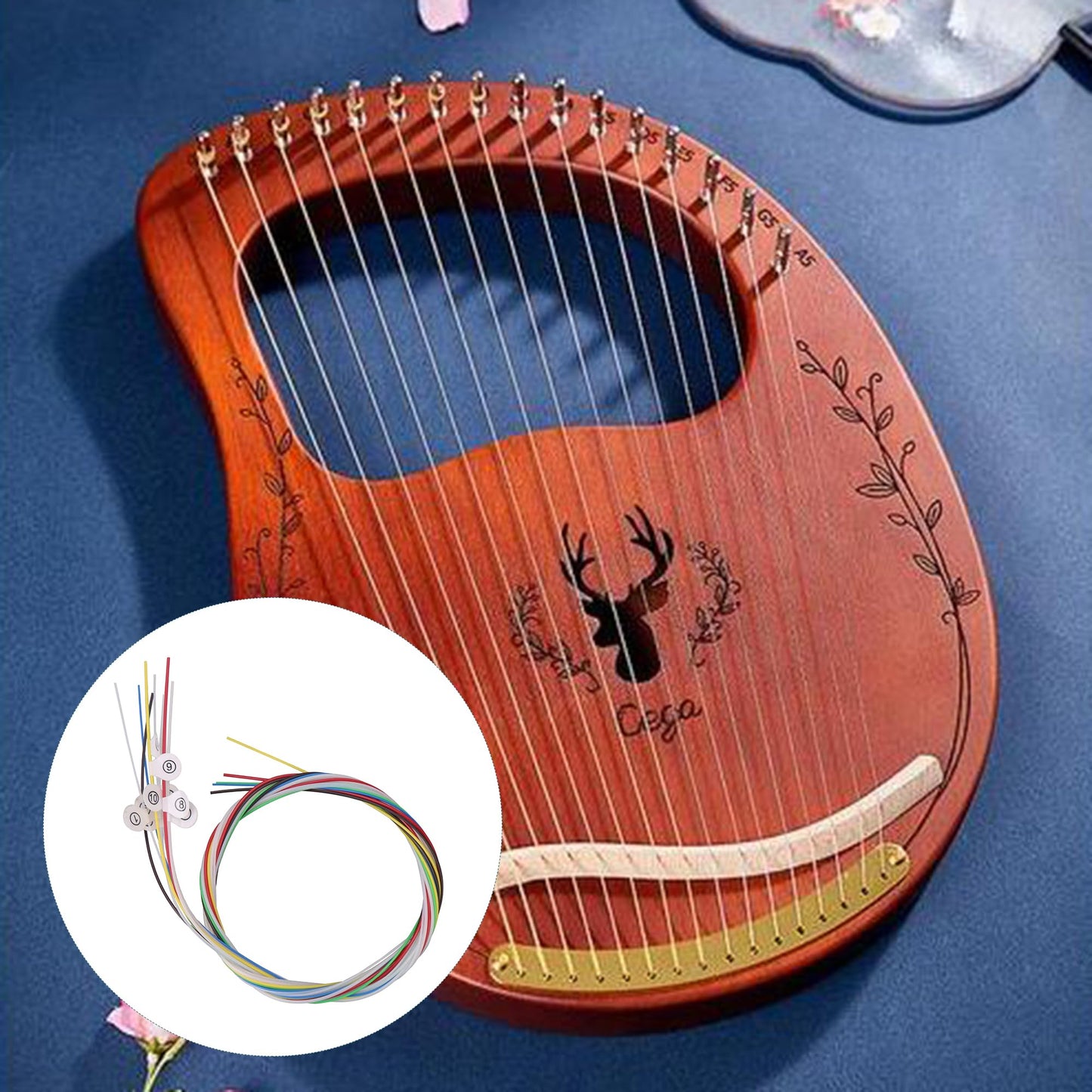 Bstinay Multicolor Lyre Harp Nylon String Set For 10 String Lyre Replacement Accessory
