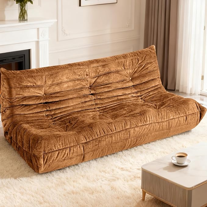 HABUTWAY Bean Bag Chair, Giant Bean Bag Chairs for Adults, 3 Seater Fireside Chair, Lazy Large Floor Bean Bag Sofa for Living Room, Bedroom, Dorm, Office (Brown)