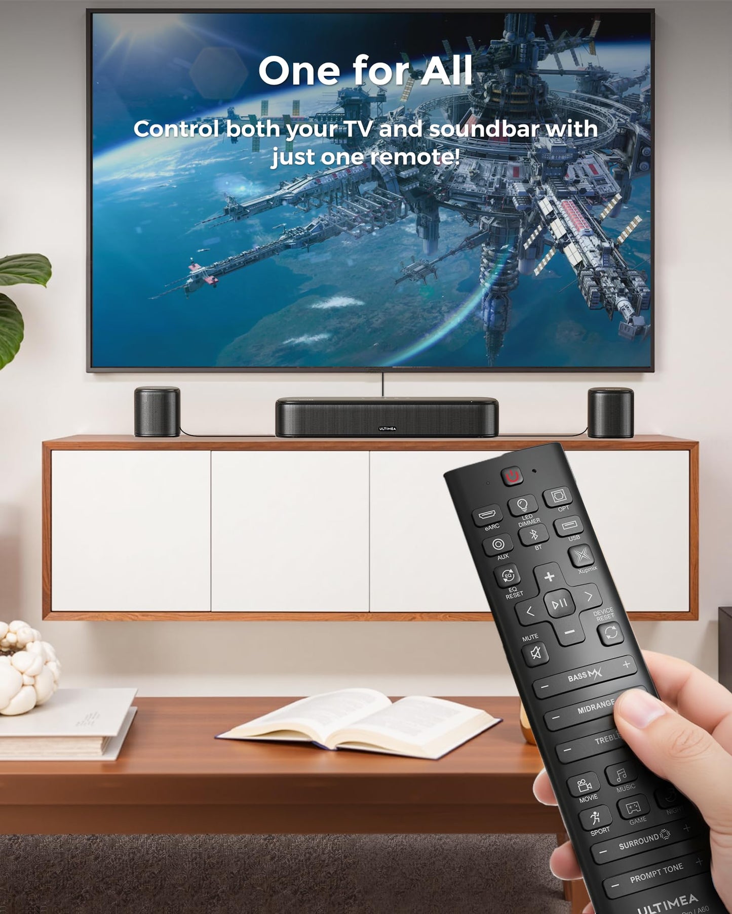 ULTIMEA 7.1ch Dolby Atmos Surround Sound System for TV, with 4 Surround Speakers, Surround Sound System Sound Bar with Subwoofer for Home Theater, App Control, HDMI eARC, Aura A60, 2026 Model