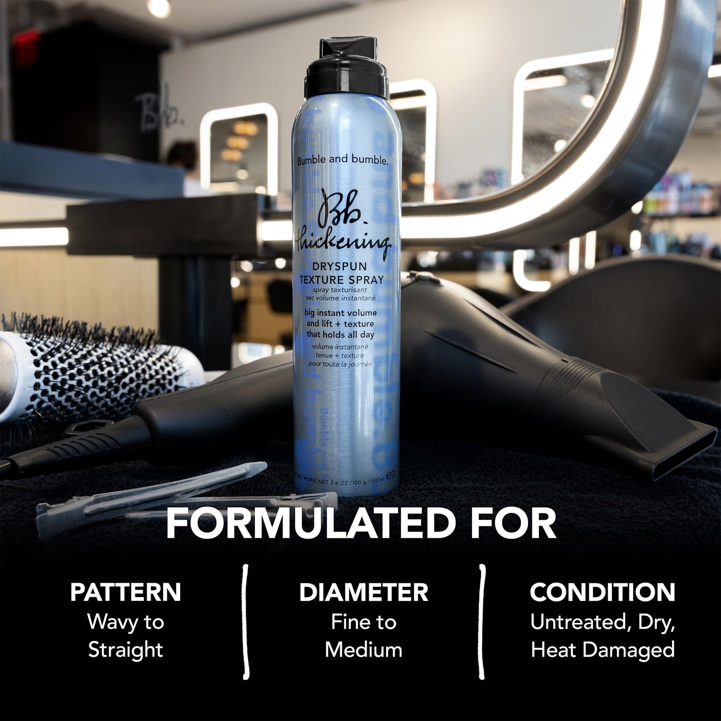 Bumble and bumble. Thickening Dryspun Texture Spray | Volumizing + Adds Texture | Straight to Wavy, 8.2 Ounce
