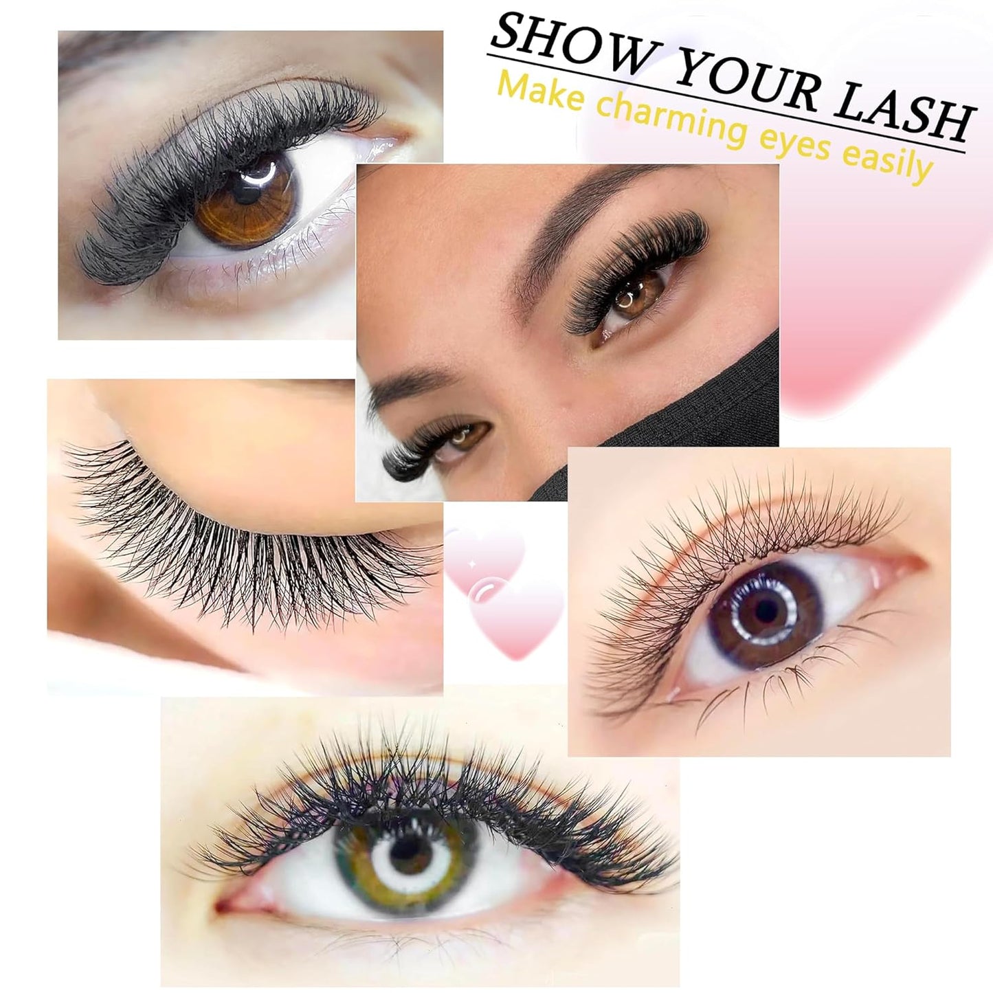 Lash Extensions Double Tips 4D Eyelash Extensions W Shape 0.07mm Thickness C Curl Mix 8-15mm Premade Fans Easy Fan Volume Lashes Matte Black Crisscross(W-4D-Double Tips-0.07-C,8-15mm Mix)