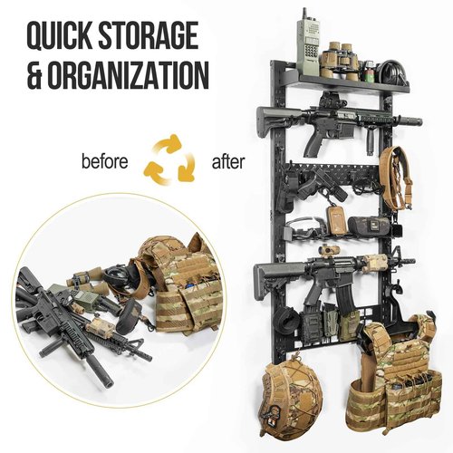 ONETIGRIS Gun Rack Wall Mount,Indoor Gun Rack for Wall with Shelf Horizontal and 1 Removable Gun Accessories Tray