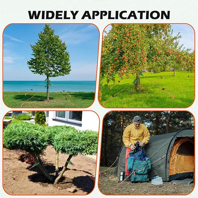 GrowGlow 3 Pack 18" Tree Stake Kit, Heavy Duty Spiral Stakes and Supports for Leaning and Young Trees Straightening, Protect Trees from Bad Weather (Orange)