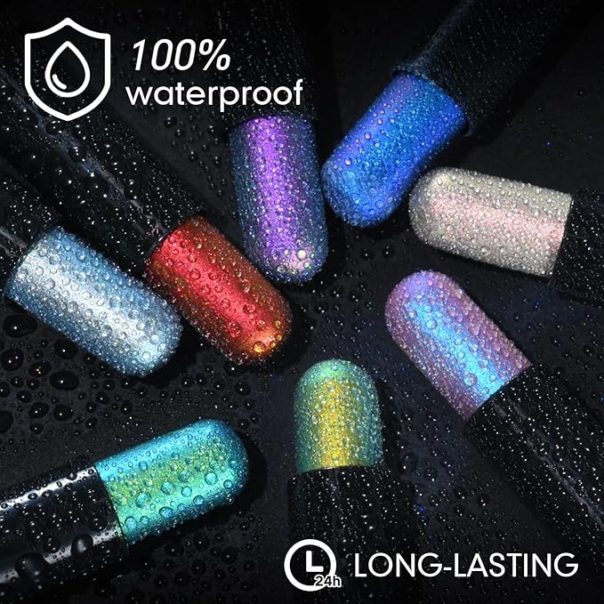 CHARMACY Duochrome Glitter Eyeshadow Stick, Chameleon Metallic Shimmer Smoky Eye Shadow, Long-Lasting Water-Resistant Formula, High Pigmented, Built-in Smudger #02