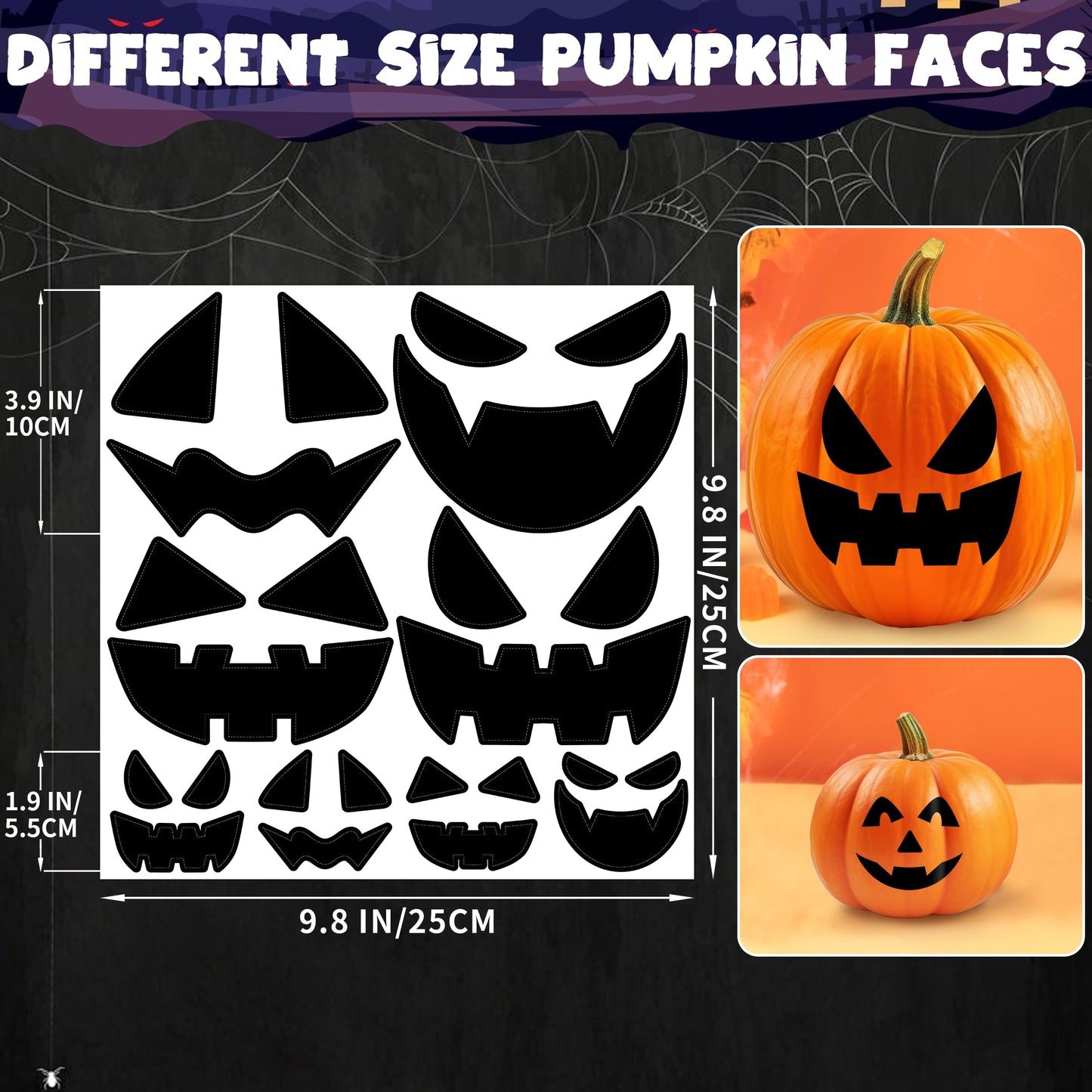 LINAYE 40 PCS Pumpkin Decorating Stickers, Halloween Jack-O-Lantern Face Stickers for Craft, Make Your Own Pumpkin Face Decorating Kit, Halloween Game Activities Gifts Party Favors for Kids
