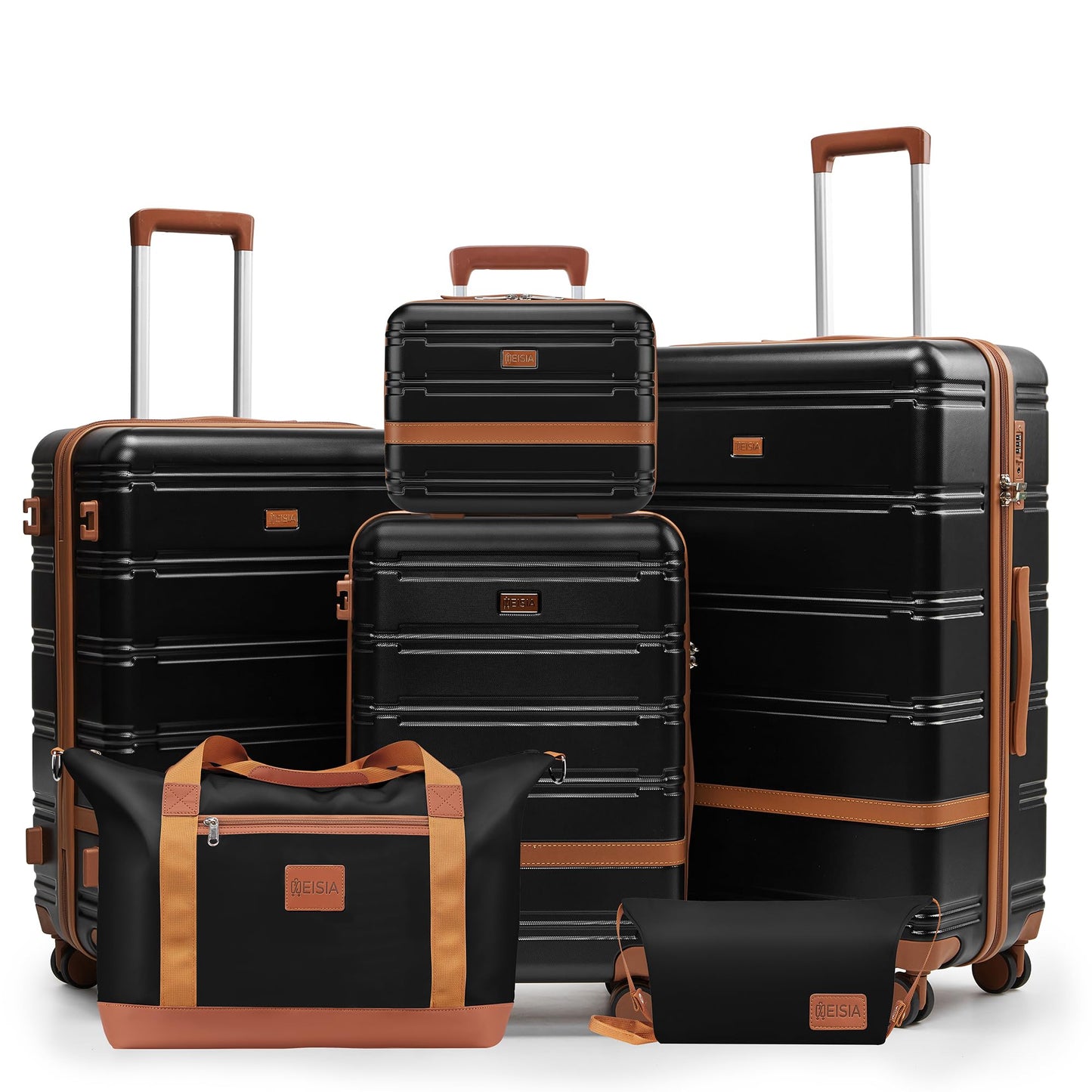 NEISIA Luggage Sets, Suitcase with Spinner Wheels, PC+ABS Hardshell Travel Luggage Set with TSA Locks,Lightweight Rolling Luggage,Carry on suitcase with YKK Zippers Fathers Day Gift for Dad (Black)
