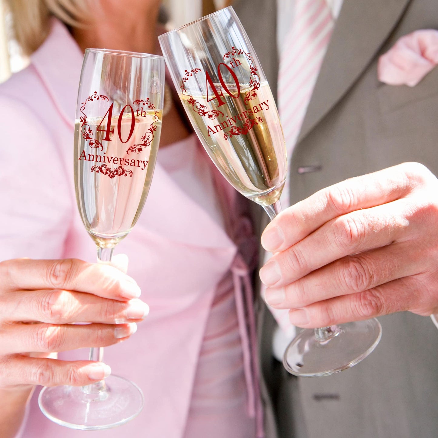 Tom Boy 40th Anniversary Champagne Flutes, 40th Wedding Anniversary Couple Gifts, Wedding Anniversary Champagne Flutes Glasses Set of 2, Couples gifts, Anniversary 40th Gifts for Parents