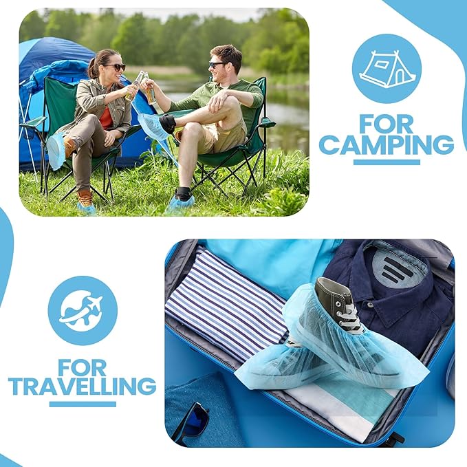 Vabean 1000 Pcs Disposable Shoe Covers Boot Cover Waterproof Nonslip Shoe Protector Covers for Indoor Carpet Floor Workplace Protection, One Size Fit Most (Light Blue)