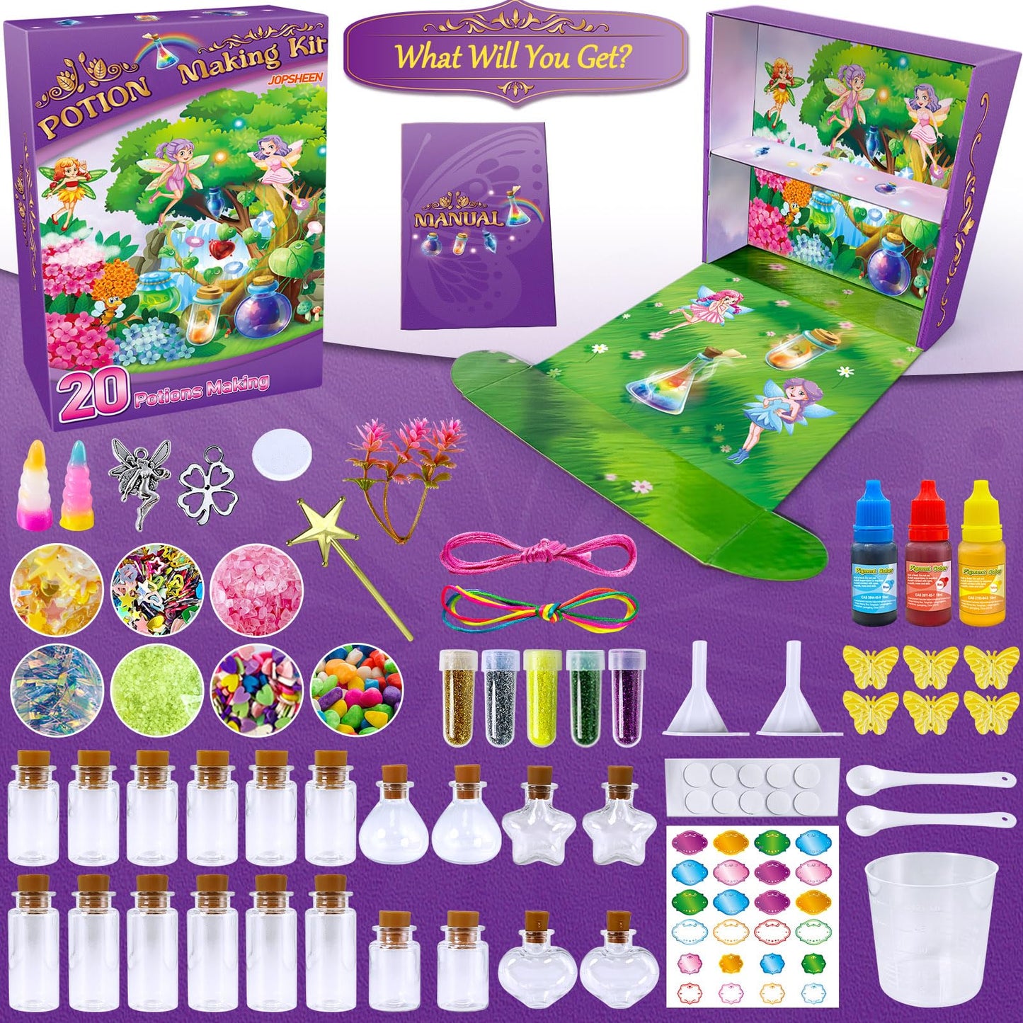 JOPSHEEN Potion Making Kit for Kids, 20 Bottles Potions, Christmas Birthday Toys Gifts for Boys Girls Age 8 9 10 11 12