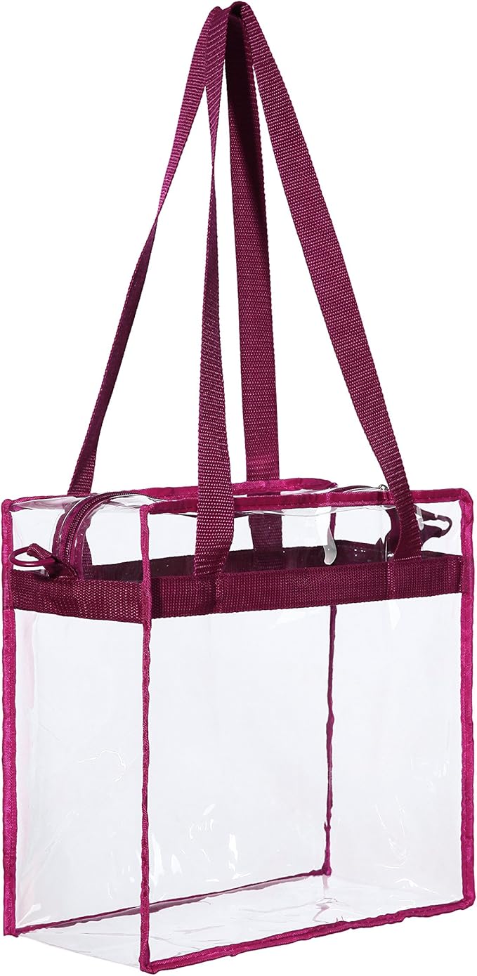 BAGAIL Clear Bags 12x6x12 Stadium Approved Clear Tote Bag with Zipper Closure Crossbody Shoulder Bag with Adjustable Strap