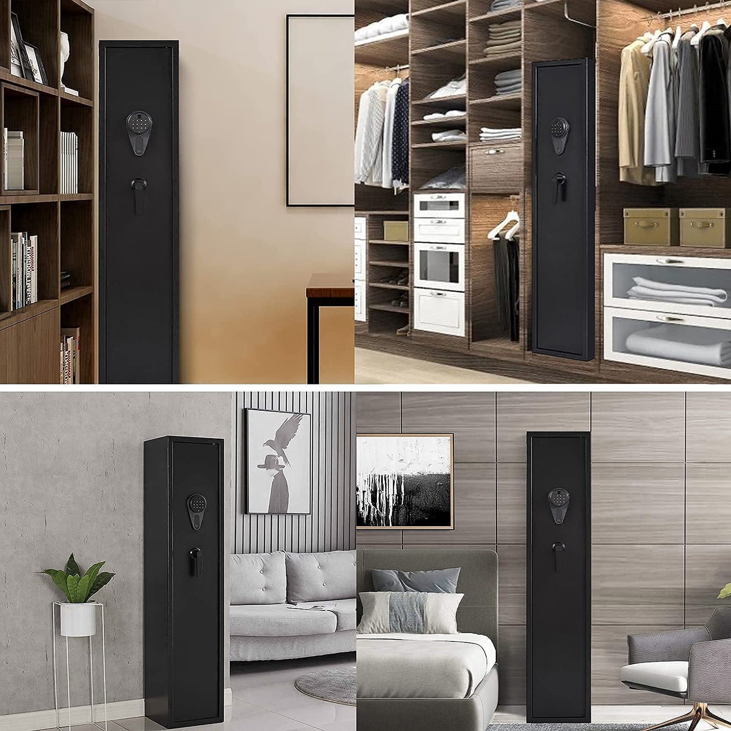 Kaer 4-5 Biometric Gun Safe for Rifles and Pistols,Long Rifle Safe for Home,Gun Cabinet for Rifles and Shotguns with Fingerprint/Digital Keypad/Removable Shelf