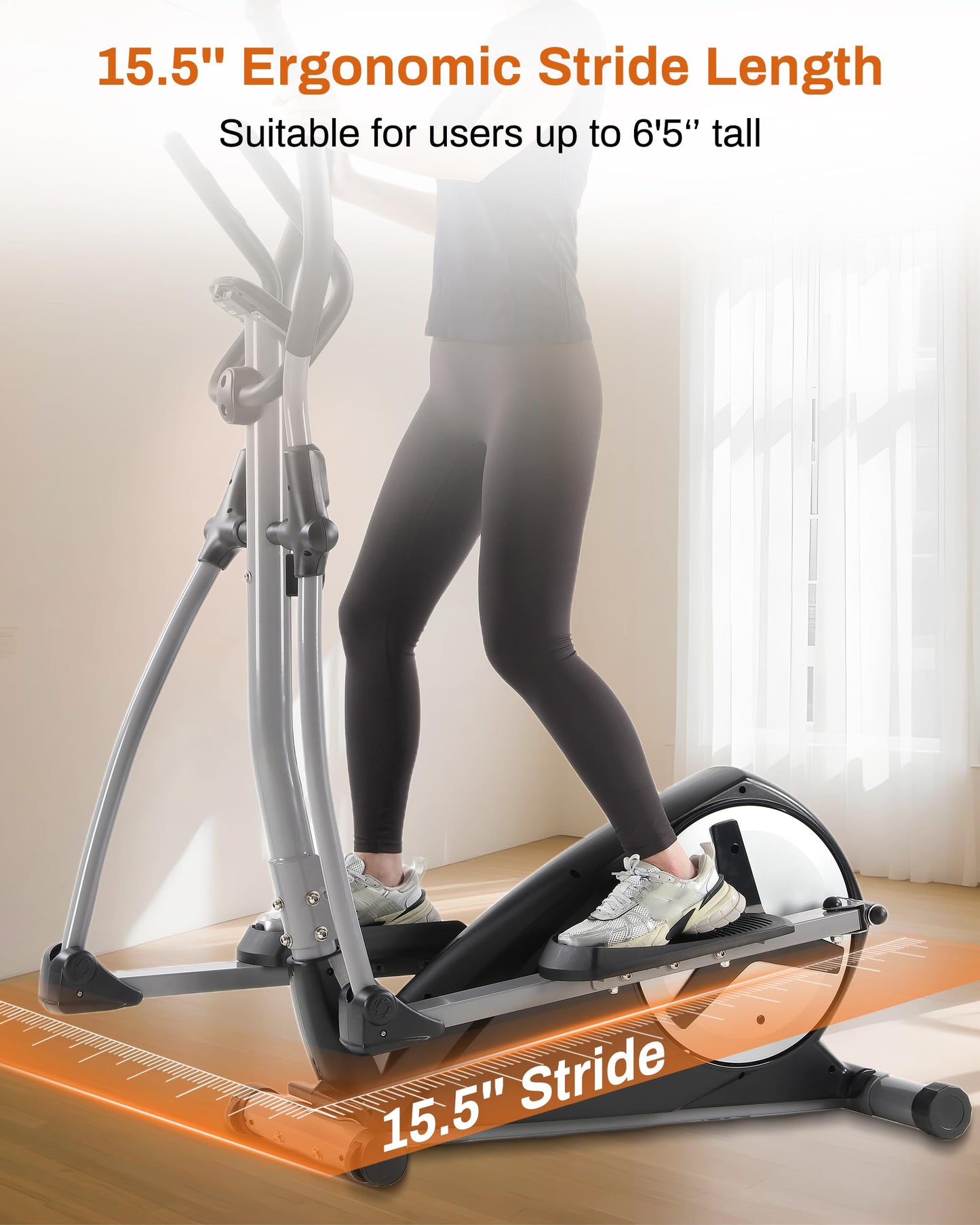 ECHANFIT Elliptical Exercise Machine, Hyper-Quiet Magnetic Elliptical Machine for Home, Elliptical Training Machines with 16 Resistance Levels, App Bluetooth, LCD Monitor, Pulse Sensor, Device Mount