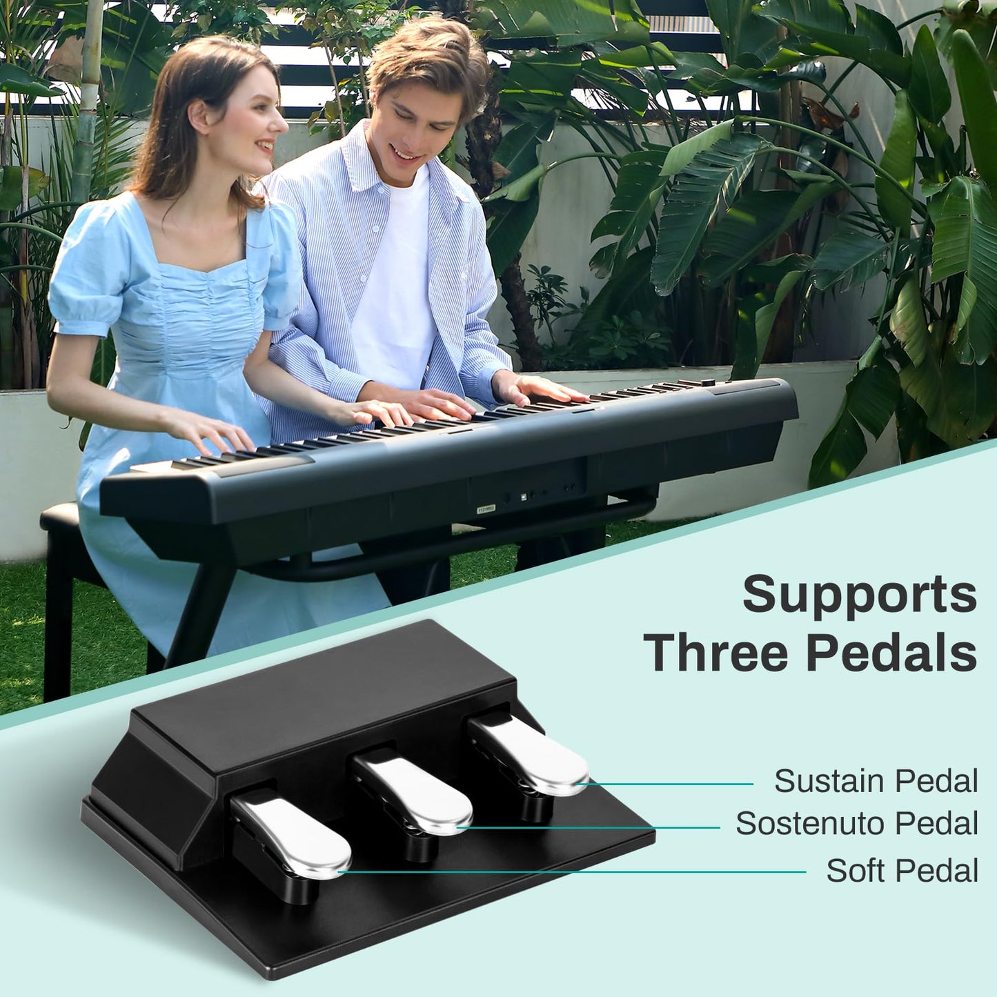 AODSK Digital Piano 88 Key Weighted keyboard Piano with Portable and stable U stand, Full Size Weighted Keyboard, with 3-Pedal Unit, 2x15W Stereo Speakers, MP3 Function, Black, Piano Lessons