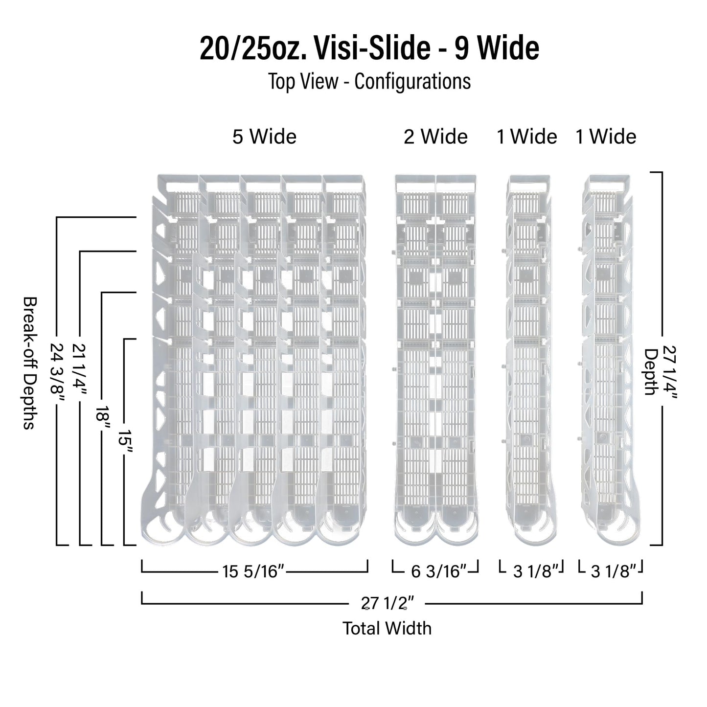 Visi-Slide 20oz Soda Beverage Dispenser - Gravity Fed Glide for Angled Shelves for Coolers, Commercial Refrigerators, Cold Vaults (Pack of 6) Drink Organizer for Cans, Bottles and More