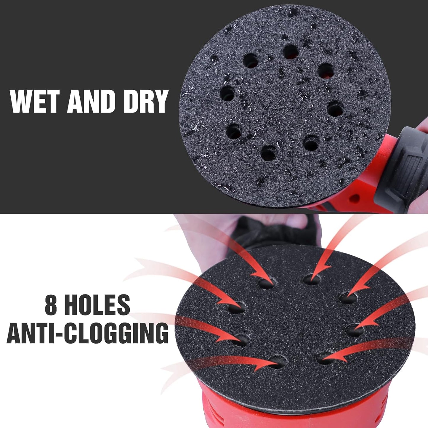 100 Pcs 5 inch Wet Dry Sanding Discs Grit 600 Hook and Loop 8 Hole Silicon Carbide Orbital Sander Sandpaper