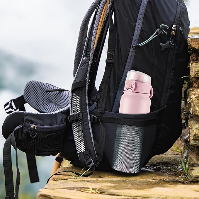 GOPPUS Insulated Water Bottle 20oz Stainless Steel BPA-Free Sports Bottle Ideal for School and Travel Silicone Spout Lid Prevents Leaks, Sweat, and Dust (Soot powder)