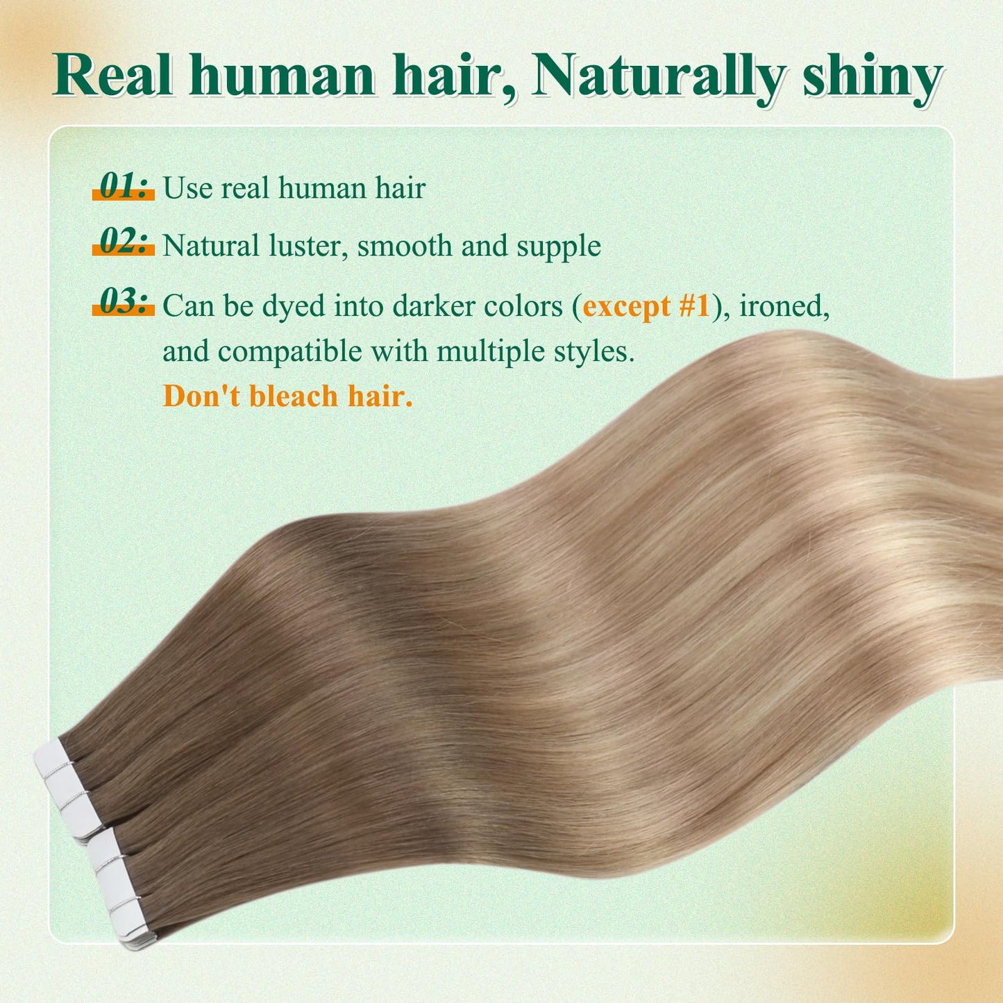 Easyouth Tape in Human Hair Extensions Blonde Balayage Tape Hair Extensions Real Human Hair Light Brown Ombre Ash Blond with Pla