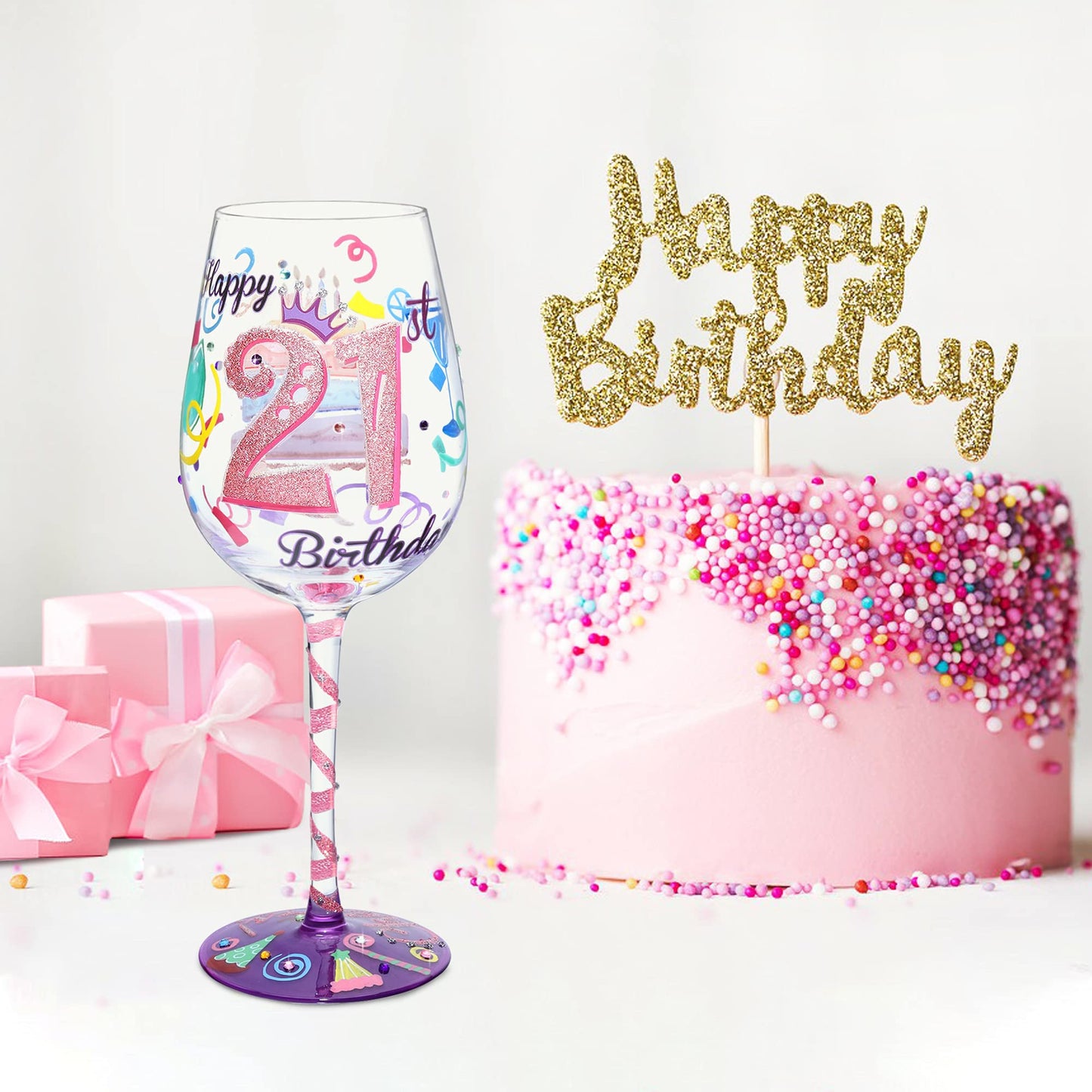 NymphFable Hand-painted Wine Glass 21st Birthday Gift Artisan Painted 15oz Personalised Gift for Her