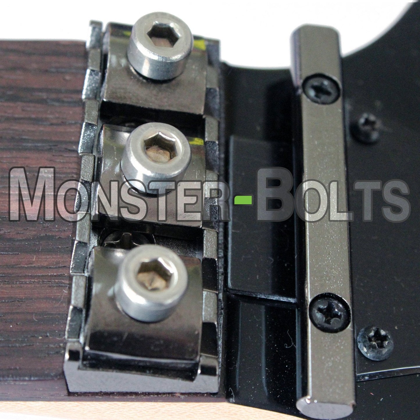 Stainless/Black Alloy Steel/Titanium - Floyd Rose Style Guitar Locking Nut Screws Set - Monsterbolts (Qty 4, Titanium)