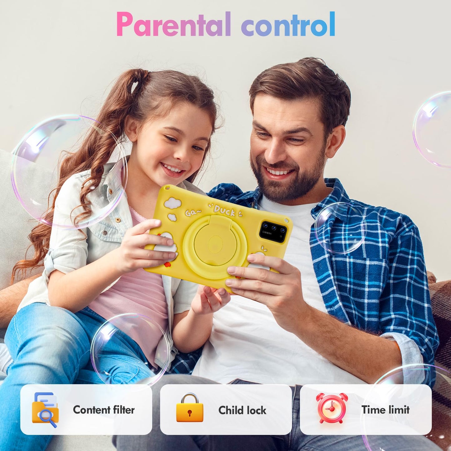 Bisaikasow Kids Tablet 7 Inch, Android 13, 8Gb Ram 64Gb Rom Expandable, Octa-Core, 5800Mah Battery, Parental Control, Wifi, Dual