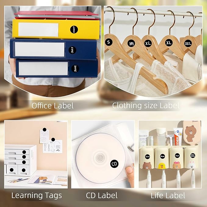 0.75 Inch Multi - Purpose Removable Labels,1000 PCS 3/4" Black Sticker for Classroom, Papers, Market, Price Tags, and Library Book Labels. Non - Printable Round Colored Stickers