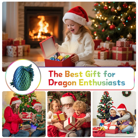 12PCS 3D Printed Dragon Eggs with Dragon Inside, Mini Dragon Egg Set, Articulated Crystal Dragon Fidget Toy for for Kids & Adults Gifts Christmas Ornament & Stocking Stuffers