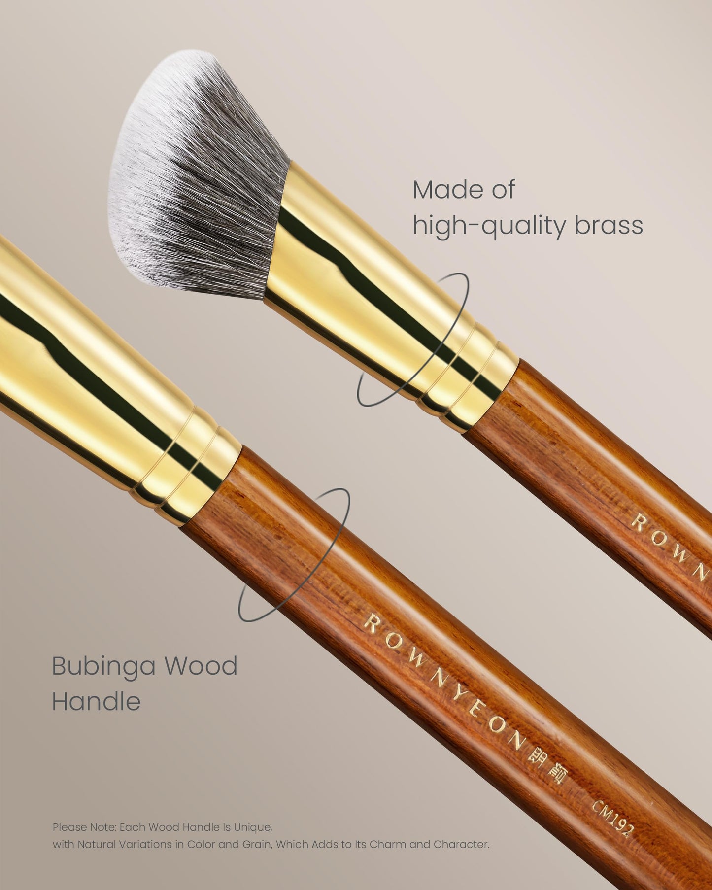 Desert Oak Series SlopeBlur Stipple Brush - Angled Nylon Bristles for Seamless Cream/Liquid/Powder Blending, Contour & Blush App