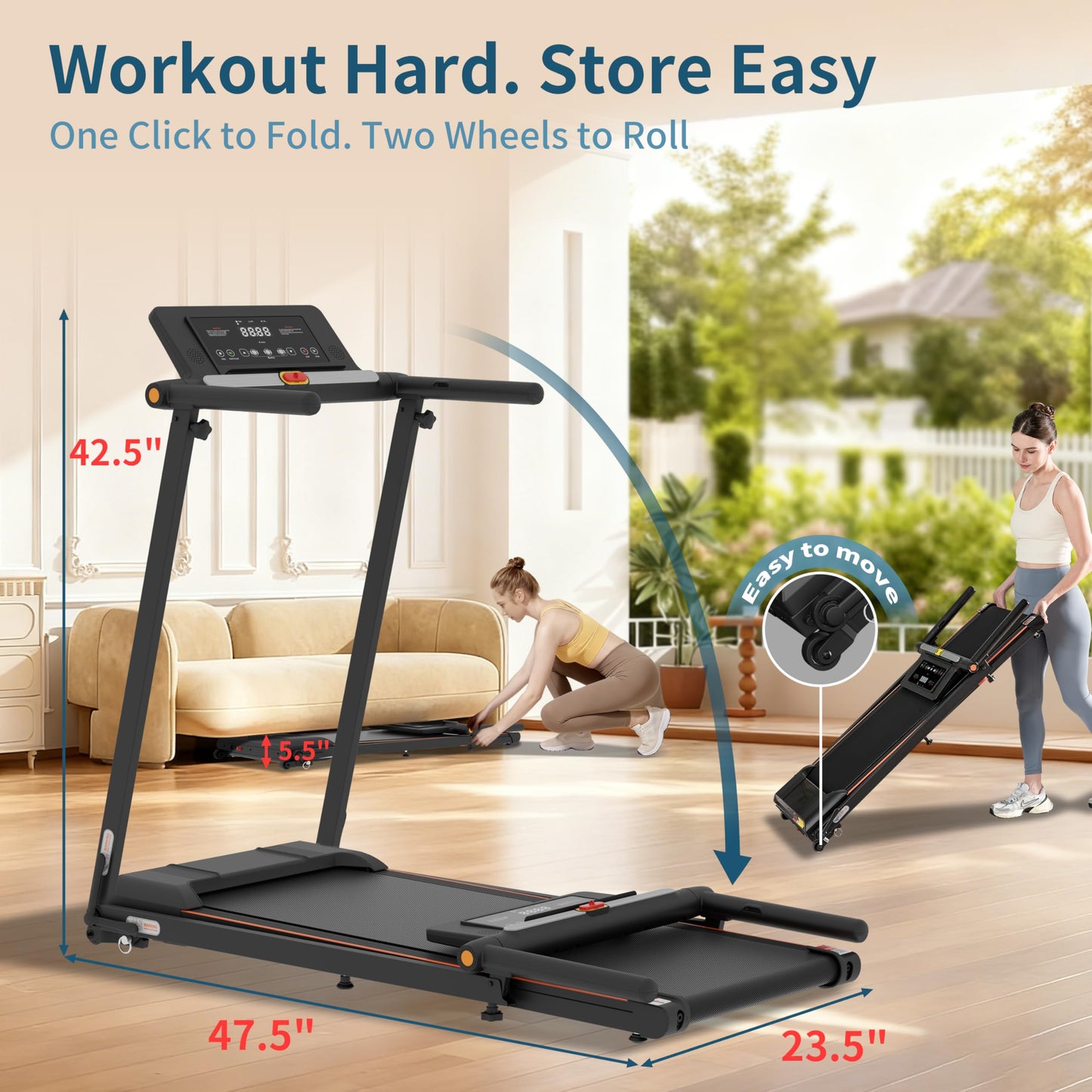 Under Desk Treadmill with Incline, 3-in-1 Walking Pad Treadmill with Desk Workstation, 0.6-8 MPH Folding Compact Treadmill for Home Office, 300 lb Capacity, Bluetooth Speaker