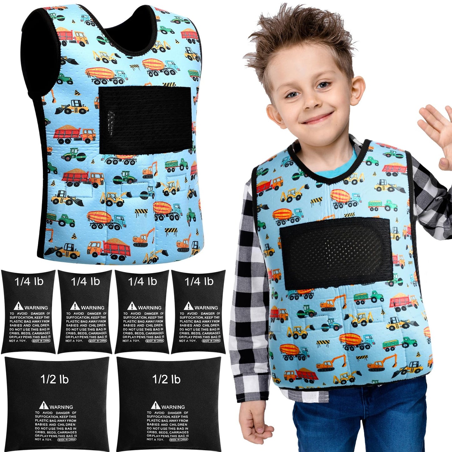 Janmercy Weighted Vest for Kids Boys Adjustable Breathable Girls Compression Vest for Processing Issue(Truck,Small)