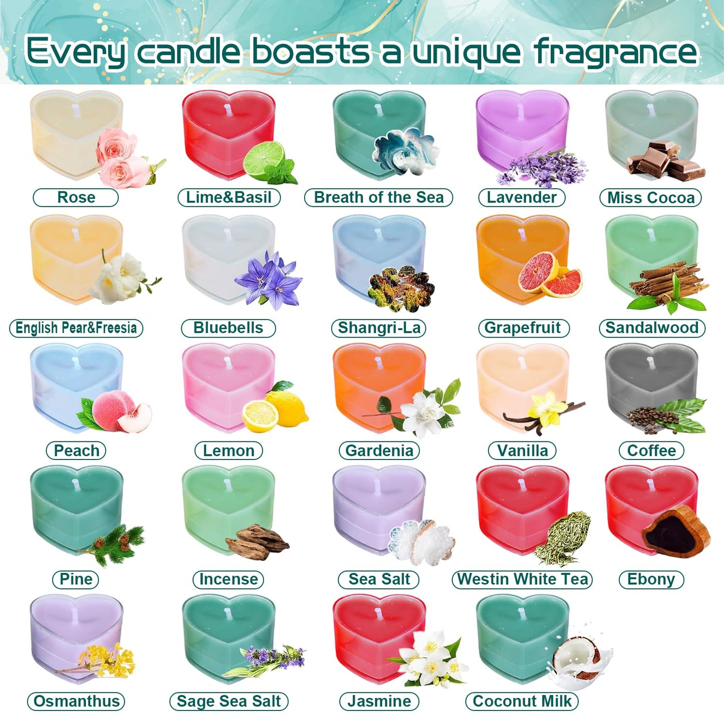 Heart-Shaped Advent Calendar 2025 for Women - 24 Days Scented Candles Gift Set, Christmas Countdown Calendar with Premium Fragrances, Xmas Birthday Gift for Mom, Daughter & Girlfriend
