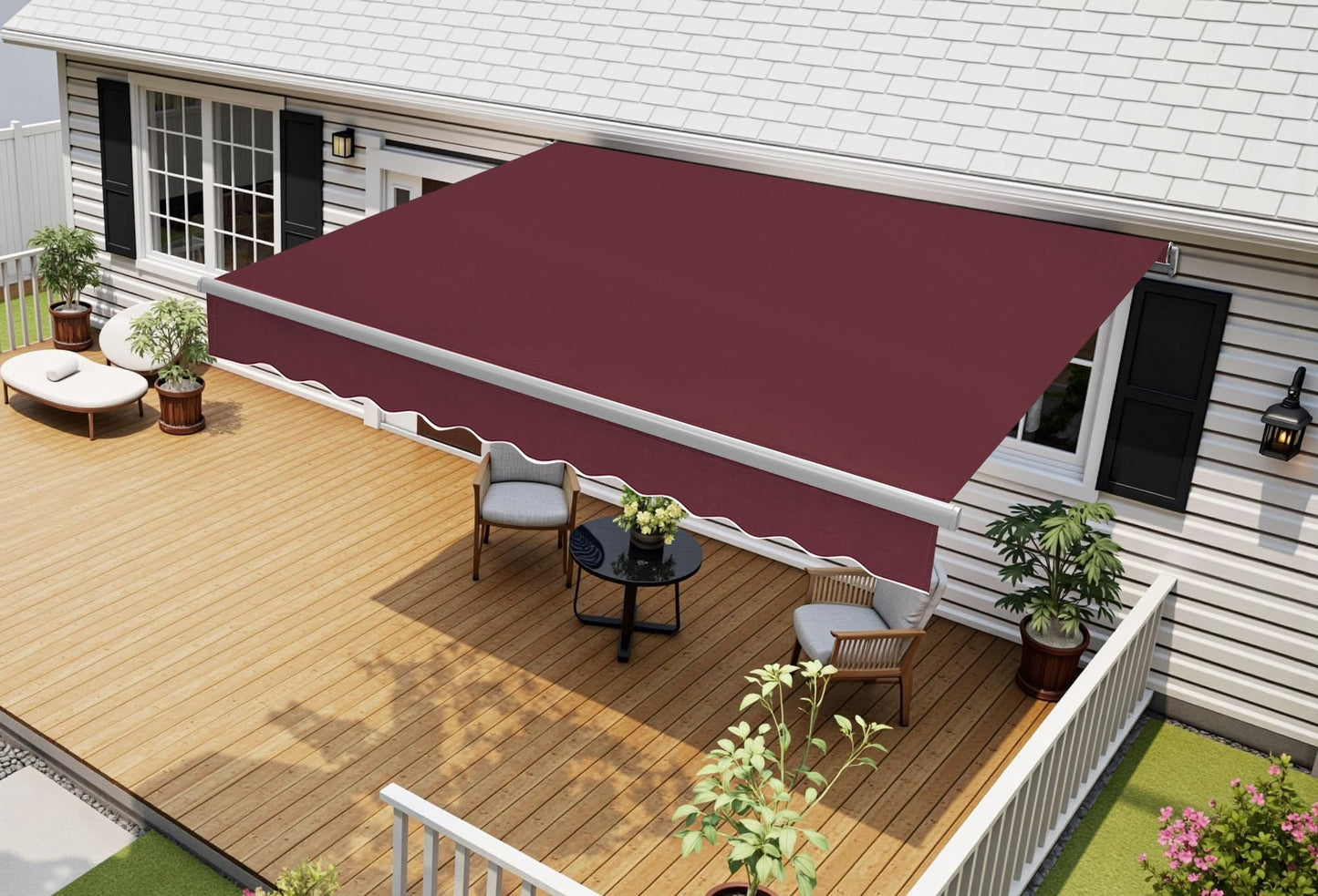 MCombo Patio Awning 8x7 Feet Sunshade Canopy for Manual Retractable Awnings, 4607 (Burgundy, 8x7ft)