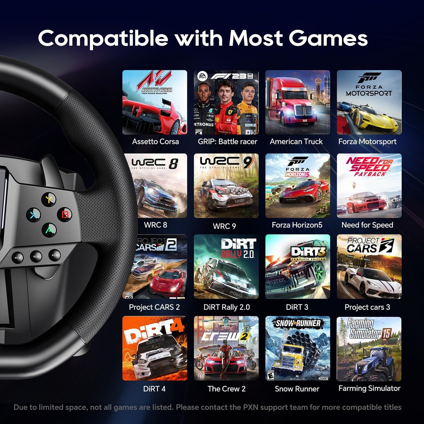 PXN Gaming Steering Wheel - 270/900° V900 GEN2 Sim Racing Wheel with Pedals Paddle Shifter - for Xbox One,Series S|X, PC, PS4, Switch