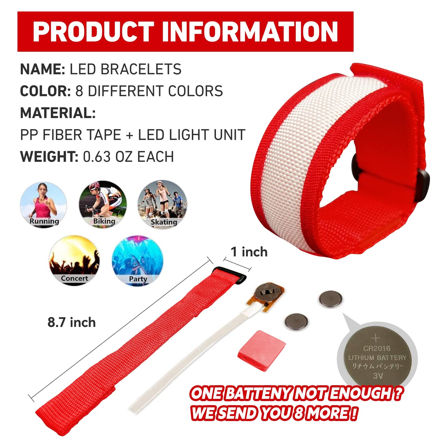KIRALUMI 8 PCS LED Glow Bracelets, Light Up Bracelets for Kids Adults - Glow in The Dark Party Bracelets Favors Supplies for Christmas, Concerts, Festivals, Game Prizes, Sports, Rave Accessories.