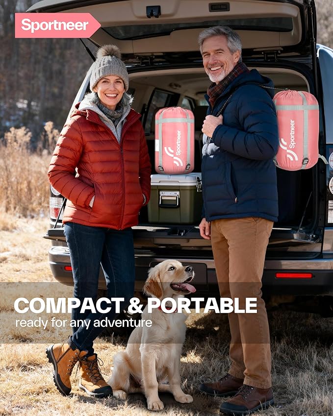 Sportneer 0 Degree Wearable Sleeping Bag for Adults & Kids – Walkable with Arm Zippers, Waterproof & Warm, Compact for Camping, Stadiums, Travel, Backpacking & Car Use