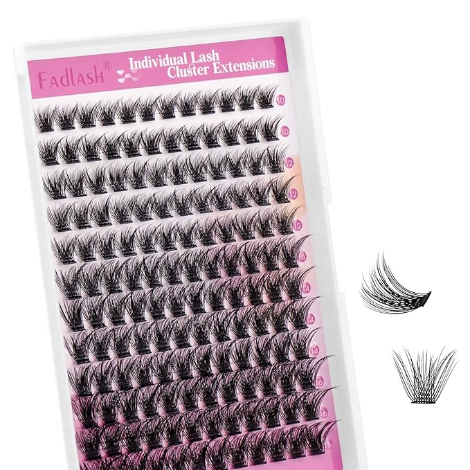 Lash Clusters 10-16mm 144pcs Mixed Tray Individual Lashes D Curl Individual Lashes Cluster Eyelash Extensions DIY Lash Extensions Eyelash Clusters Eyelash Extension Kit at Home (J04-0.07D, 10-16mm)
