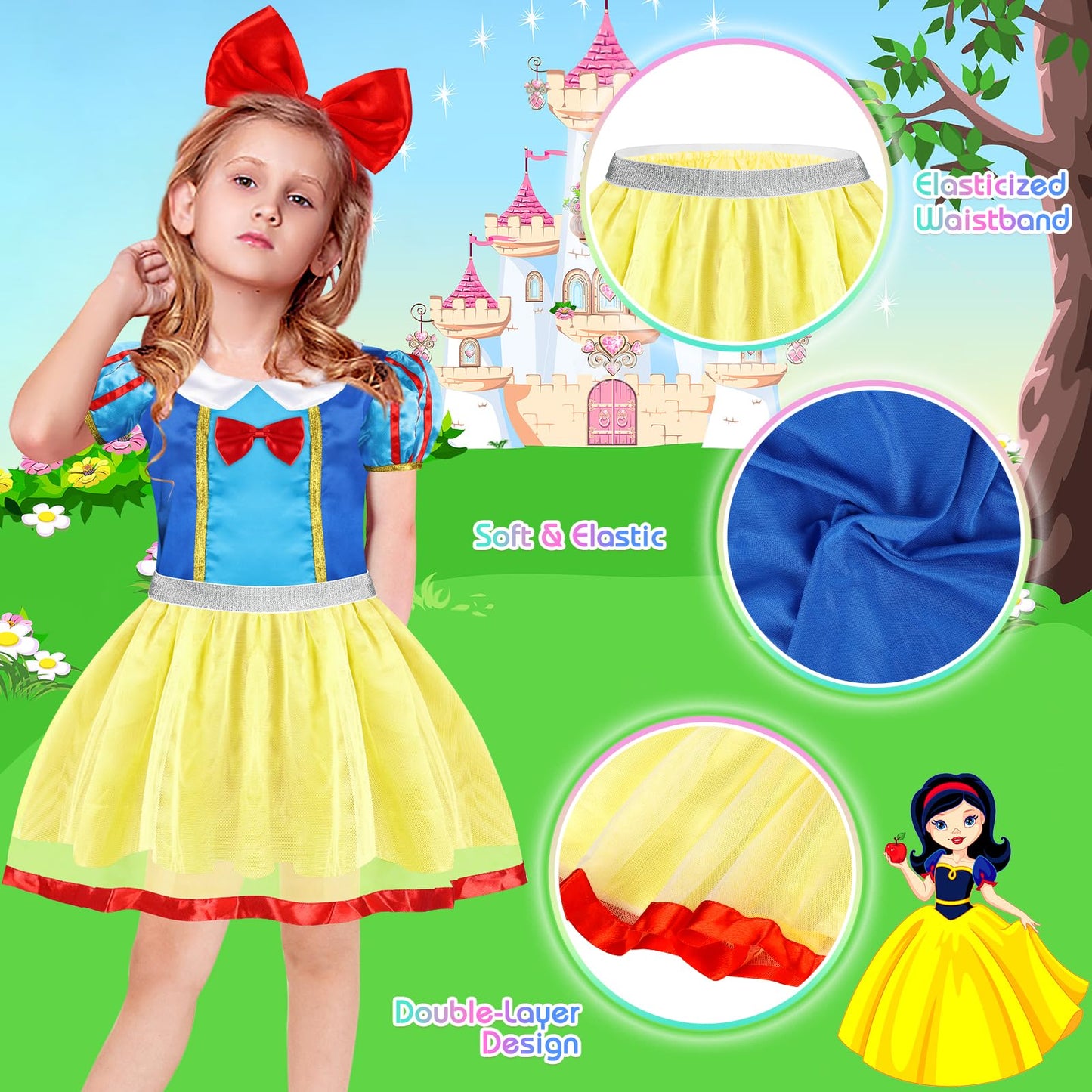 EULRGAUS Princess Dress Up, Dress Up Clothes for Girls 3-6, Cosplay Princess Costume Gift Set with Princess Dresses and Princess Toys, Pretend Play Toddler Girl Toys, Halloween Christmas Birthday Gift