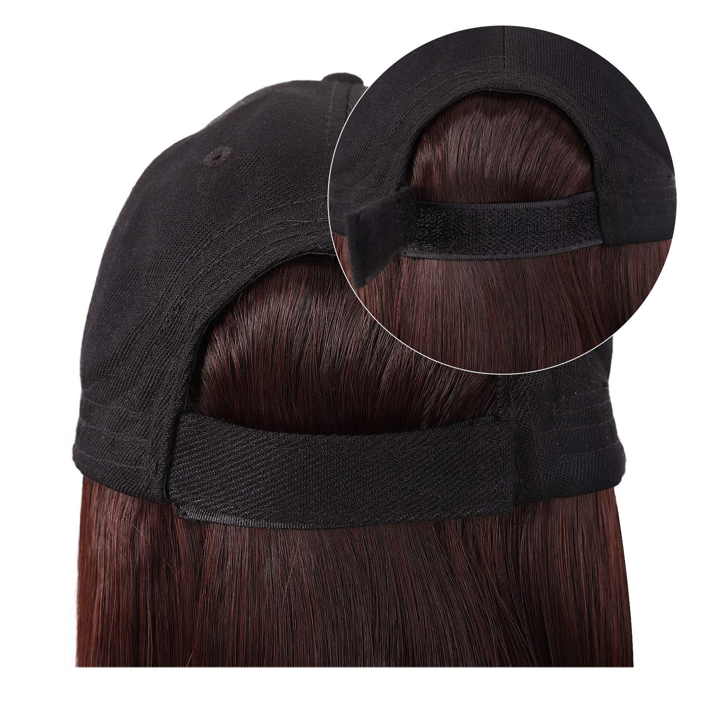 MapofBeauty 12 Inch/30 cm Short Straight Bob Wig Resistant Synthetic Hair Extension Baseball Hat Wig (Dark Brown)