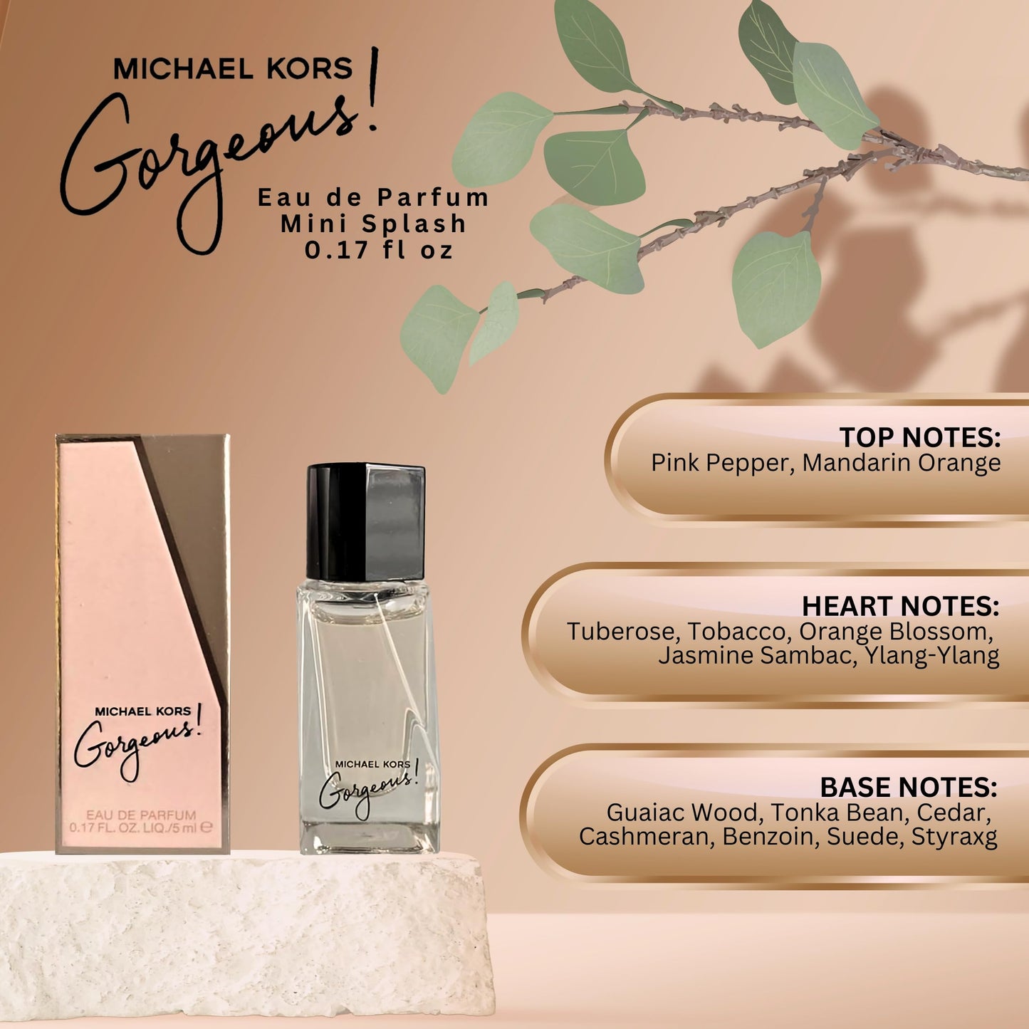 Michael Kors Gorgeous Perfume for Women Mini Splash EDP 0.17 Fl Oz…