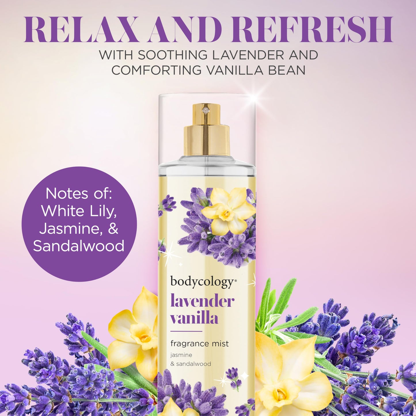 Bodycology Long-Lasting Fragrance Body Mist, Lavender Vanilla, 8 fl oz