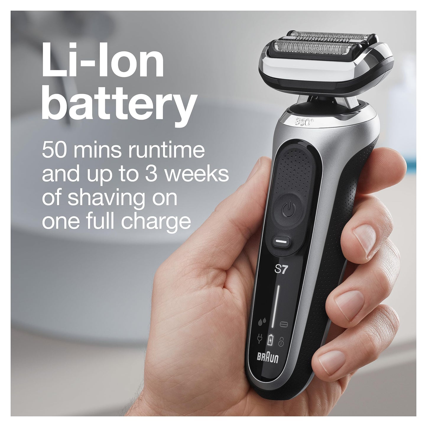 Braun Electric Razor For Men, Waterproof Foil Shaver, Series 7 7027Cs, Wet & Dry Shave, With Beard Trimmer, Rechargeable, Chargi
