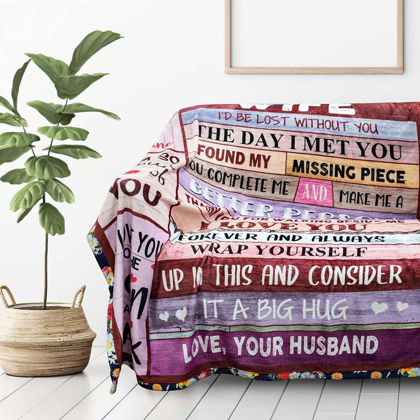 JTUOW Anniversary & Birthday Blanket for Her - Romantic 'I Love You' Gift for Wife, Women - Perfect for Valentine's, Mother's Day & Christmas (50x40in, Wife Gifts)