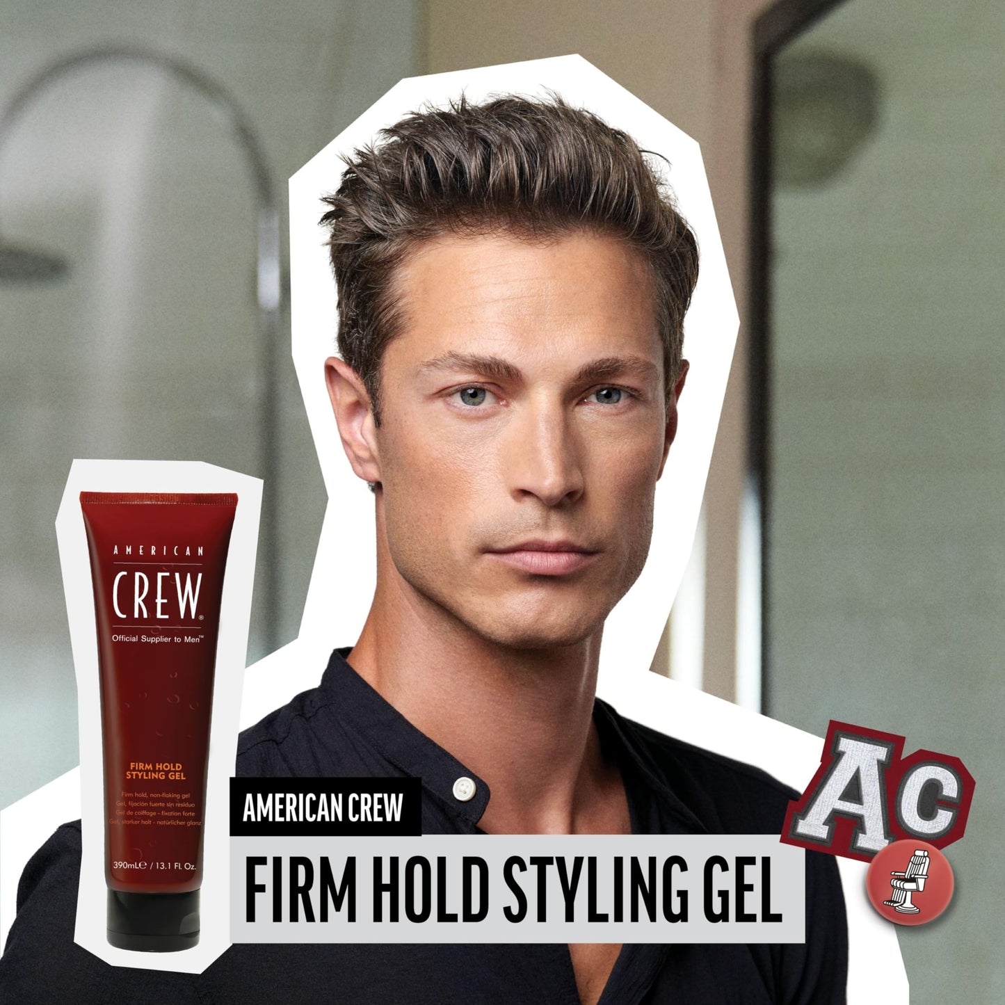 American Crew Men's Hair Styling Gel, Firm Hold, Non-Flaking, 3.3 fl oz