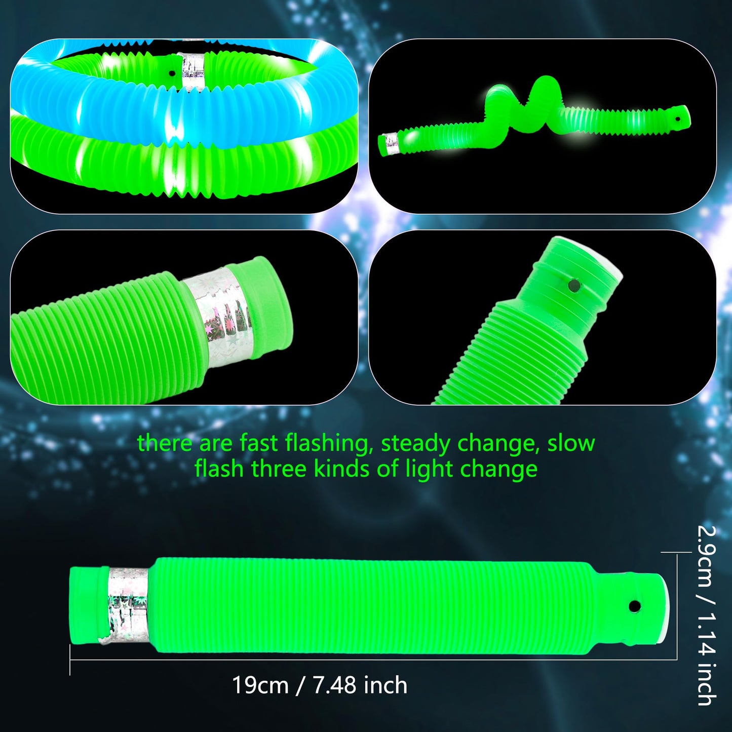 Rcanedny 42 PCS Light Up Tubes Party Favors LED Glow Sticks Tubes Glow in The Dark Pop Tubes for Kids Birthday Concert Glowing Party Supplies Goodie Bag Classroom Rewards