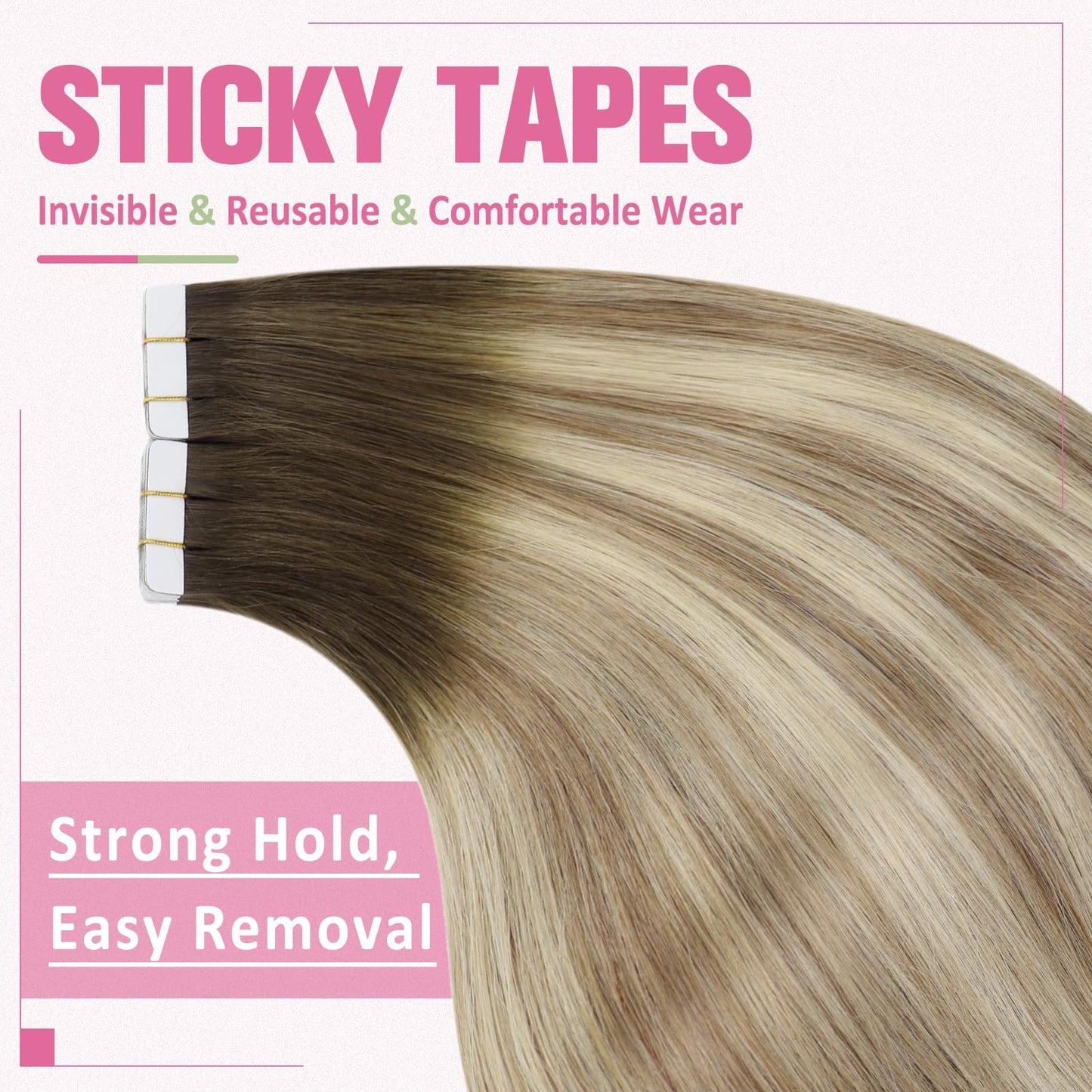 YoungSee Tape in Extensions Human Hair Balayage Brown Tape in Hair Extension Real Human Hair Brown Ombre Blonde Tape in Human Ha