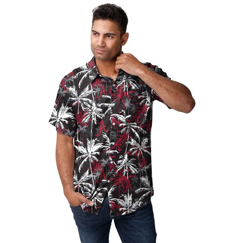 FOCO Alabama Crimson Tide NCAA Mens Black Floral Button Up Shirt - Large