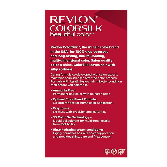 Revlon ColorSilk Permanent Hair Color, 100% Gray Coverage Dye Kit, Ammonia-Free, Keratin and Amino Acids, Blonde Shades, 73 Champagne Blonde (Pack of 3)