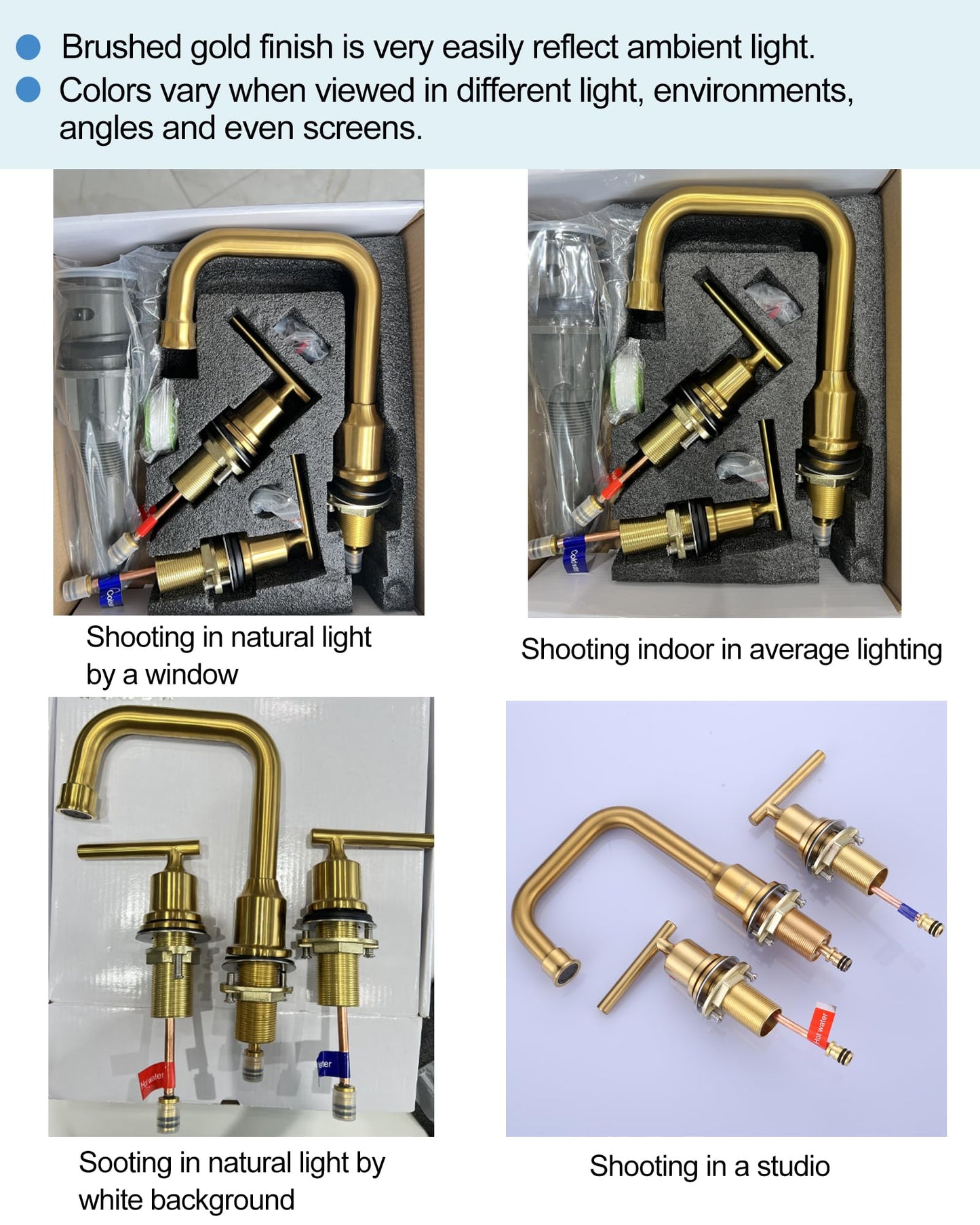 Brushed Gold Bathroom Faucet Set: WOWOW Widespread Bathroom Sink Faucet 3 Hole with Pop-up Drain and Supply Lines, 8 Inch Vanity Taps 3 Pieces Basin Tap 2 Handle Modern (Set of 2)