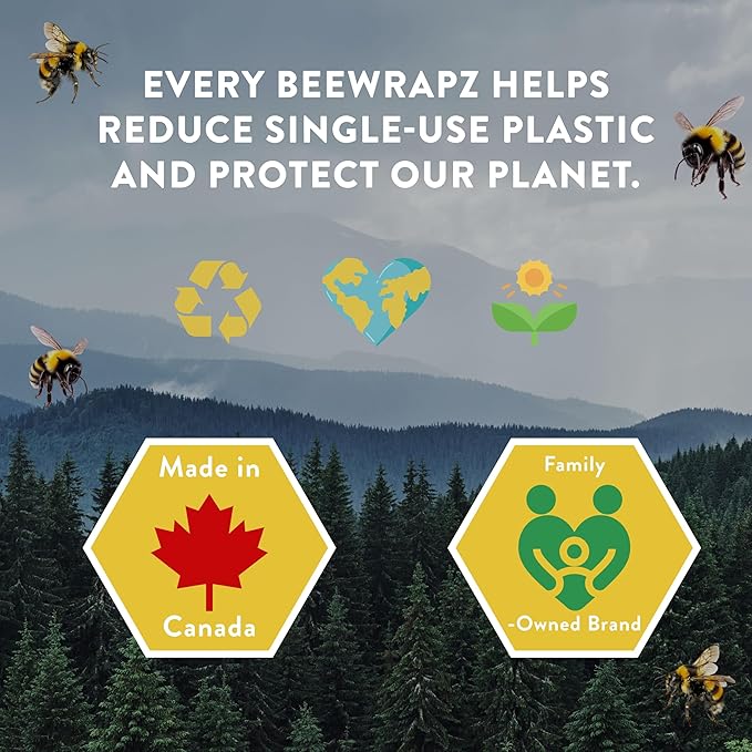 BeeWRAPZ Reusable Beeswax Wraps for Food | Eco Friendly & Organic | Vegan & Plastic-Free Food Storage | Biodegradable |Pack of 3 Beeswax Food Wraps for Wrapping Fruits & Vegetables (Grey)