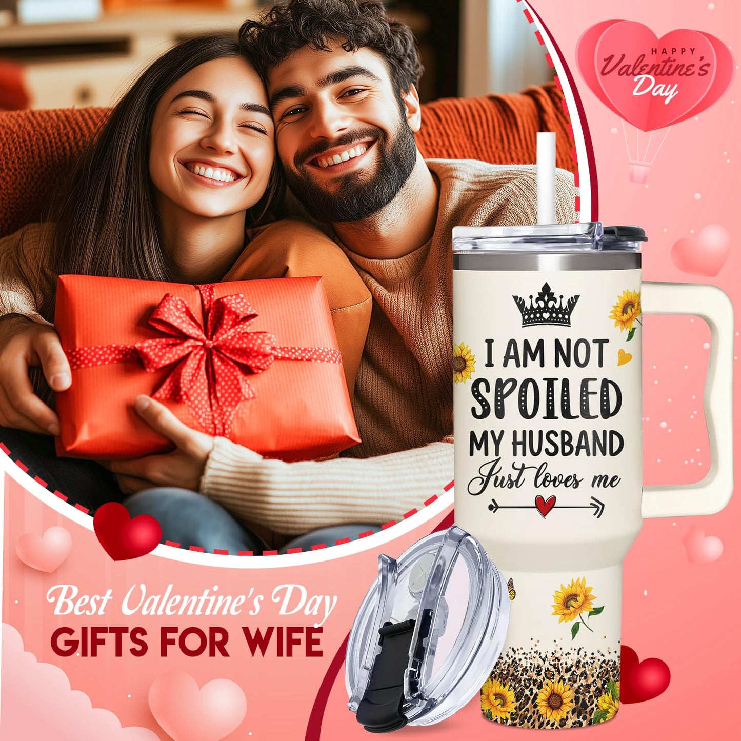 365FURY Mothers Day Gifts For Wife - Gifts for Wife From Husband - Birthday Gift For Wife, Her - Wife Gift - Wedding Anniversary for Wife - 40Oz Tumbler With Handle
